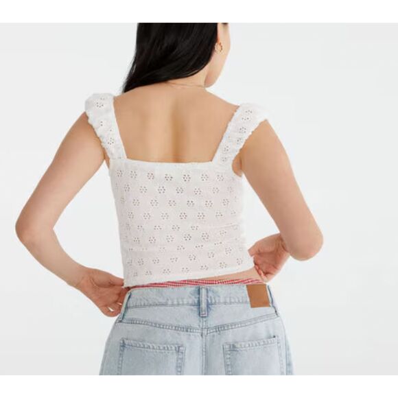 Aeropostale Eyelet Square Neck Crop Top White Women Size S/M - Picture 3 of 4